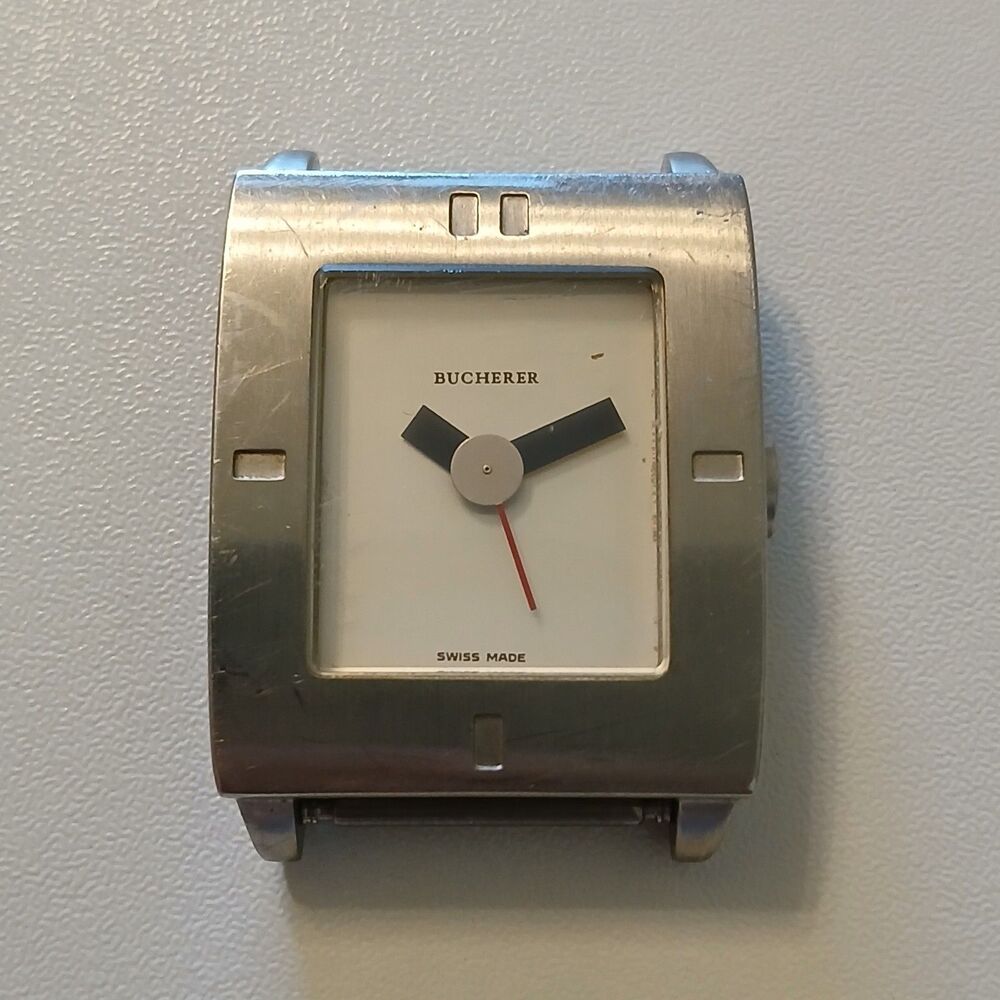 Vintage Bucherer Alfex 5326 Swiss 5-Jewel Square Stainless Quartz Watch 26mm